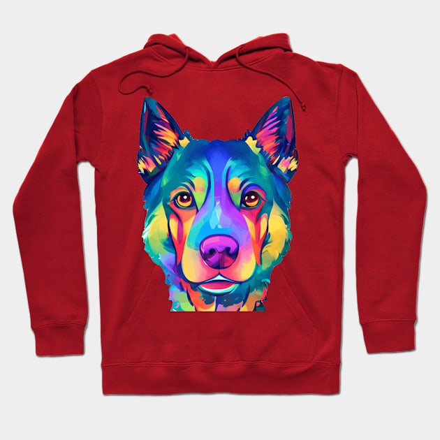 Colorful Face Dog Painting Hoodie by dcveta